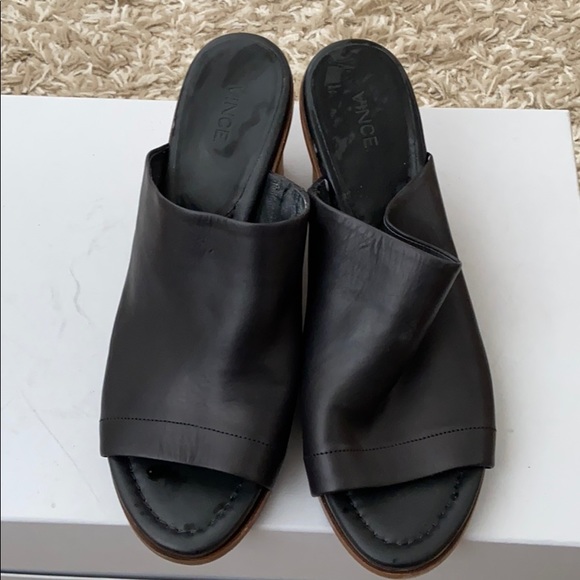 VINCE Leather/Wooden Mules (2.5” heels) - Picture 2 of 4